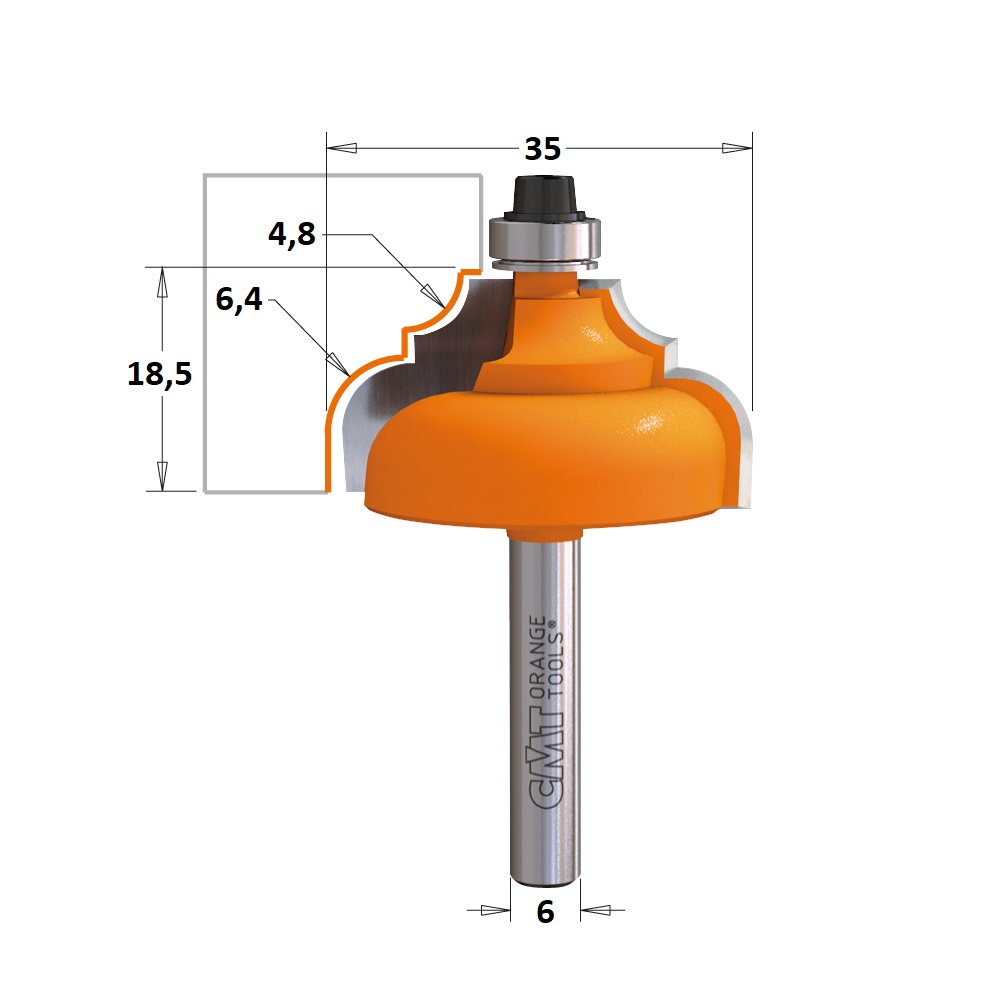 Fresa para Moldura HW Ø35x6,4/4,8mm - marca CMT - Cód. 745.350.11